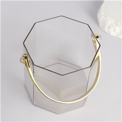 Подставка для косметики CLEAN GOLD, с ручкой, d=12.5×12 см, цвет прозрачный, золотистый