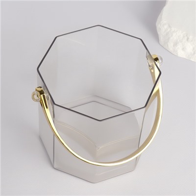 Подставка для косметики CLEAN GOLD, с ручкой, d=12.5×12 см, цвет прозрачный, золотистый
