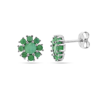 Серьги из серебра изумруд берилл, Салют