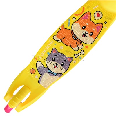 Самокат трёхколёсный ROCKET колёса световые PVC, цвет розово-жёлтый