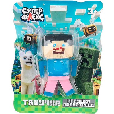 Игрушка антистресс тянучка "Пиксельный персонаж в синем свитере" блистер, Супер Флекс