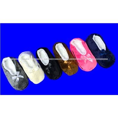 6 ПАР - Носки-тапочки внутри с мехом ОДНОТОННЫЕ женские