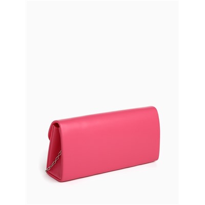 Сумка-клатч женская вечерняя на магните, на длинной цепочке, с декоративным бантом, розовая