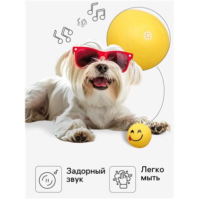 Игрушка пищащая «Смайлы» для собак, 6 см, микс эмоций
