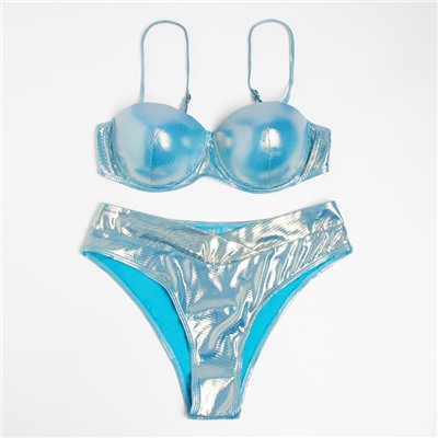 Купальник раздельный перламутровый женский MINAKU, голубой, размер 44