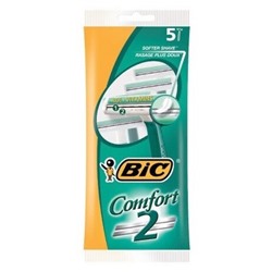 Станок для бритья одноразовый BiC-2 Comfort с 2 лезвиями и увлажняющей полосой (5 шт.)