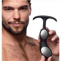Черный массажер простаты с утяжелителями Premium Silicone Weighted Prostate Plug Large - 18,8 см.