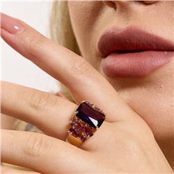 Кольцо 17 р ювелирная бижутерия коллекция "Дубай", покрытие позолота, вставка: фианиты, цвет: фиолетовый, арт.313.349-17