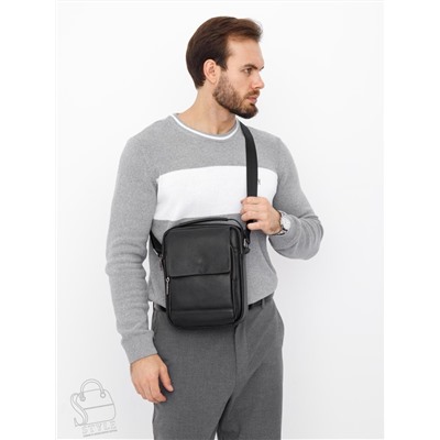 Сумка мужская кожаная 9747H black Heanbag в Новосибирске