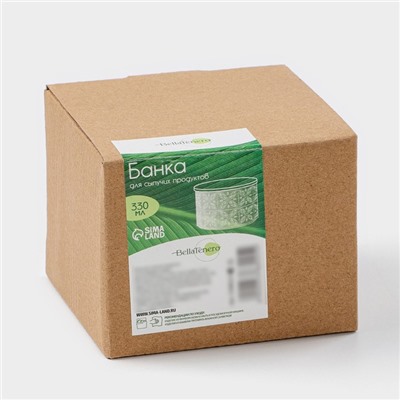 Банка для хранения сыпучих продуктов BellaTenero «Листья», 330 мл, d=10 см, с бамбуковой крышкой, фарфоровая, цвет белый