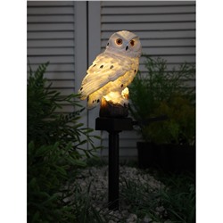 Садовый светильник «Полярная сова», уличный, на солнечной батарее, 45 см, 1 LED, свечение тёплое белое