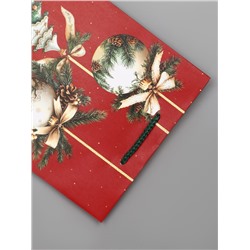 Пакет подарочный новогодний ламинированный, «Ёлки и шары», 18×10×22.3 см