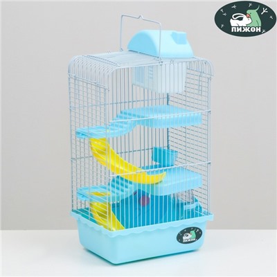 Клетка для мелких грызунов «Пижон», с наполнением, 23×17×45 см, голубая