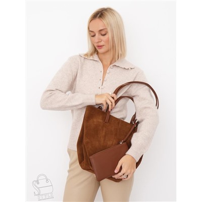 Сумка женская кожаная 2403YF brown Polina&Eiterou