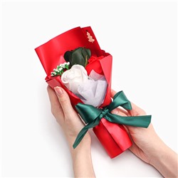 Новогодний букет мыльных микс роз, 3 шт.
