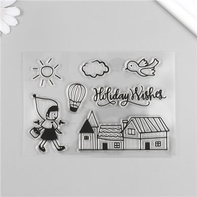 Штамп для творчества силикон «Девочка с корзинкой», 16×11 см