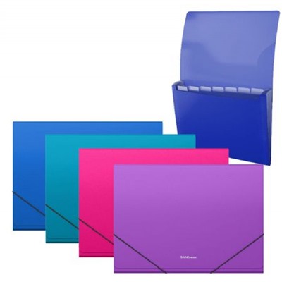 Папка  6 отд. на резинках А4 50418 Diagonal Vivid ассорти 700мкм ErichKrause