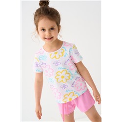 Комплект трикотажный для девочек: фуфайка (футболка), шорты PLAYTODAY, 1240034