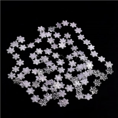 Новогоднее украшение "Бусы снежинки" серебро, 2,7м, в пакете