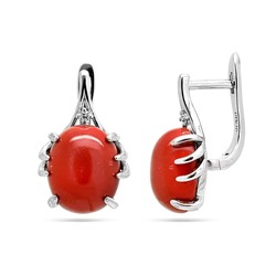 Серьги из серебра коралл, МЦВА174