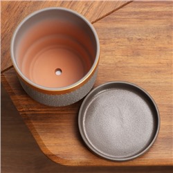 Горшок цветочный «Брюссель», 2.6 л, золотистый обод, серый