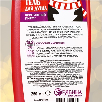 Гель для душа, 250 мл, аромат черничного пирога, URAL LAB