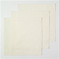 Салфетки махровые «Этель» Happy family, 3 шт., 30×30 см, хлопок 100%, белые