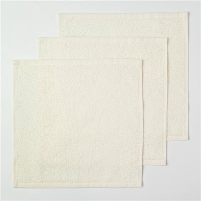 Салфетки махровые «Этель» Happy family, 3 шт., 30×30 см, хлопок 100%, белые