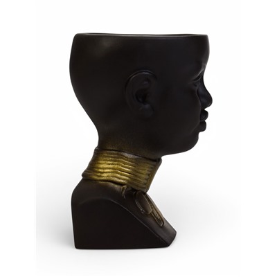 Декоративное кашпо для цветов «Негритянка», 1.3 л, 14×20×12 см, керамика, чёрное