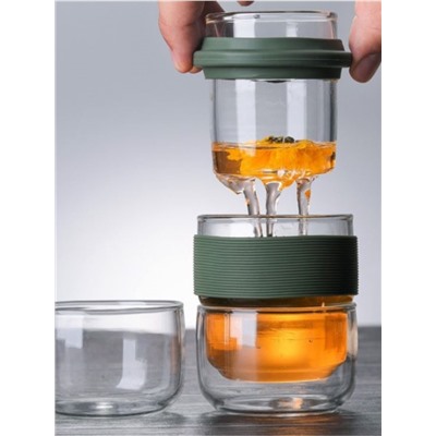 Портативный чайный сервиз с китайским чёрным чаем Пуэр Но Ми Сян, 11 предметов, в чехле