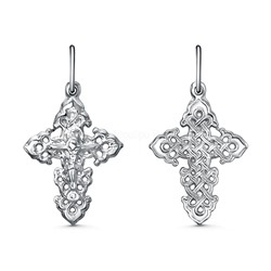 Крест из серебра родированный - 3 см 925 пробы 2-562Р