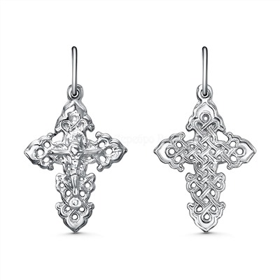 Крест из серебра родированный - 3 см 925 пробы 2-562Р