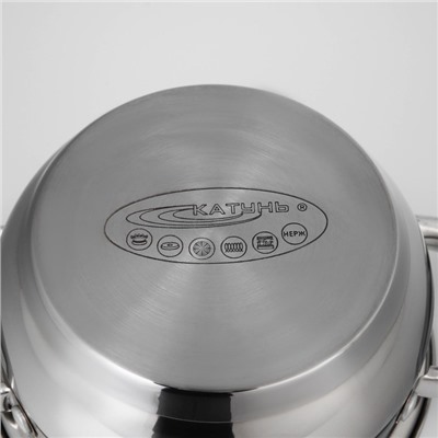 Набор кастрюль «Гретта», 3 предмета: 1.6 л, 2.2 л, 3.2 л, капсульное дно, индукция, нержавеющая сталь, AISI - 201