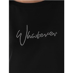 Футболка оверсайз с принтом стразами из премиального хлопка с эластаном