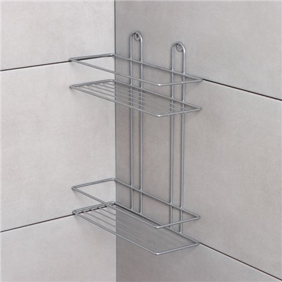 Полка прямоугольная 2-х ярусная, 26.5×10.5×35 см, цвет хром