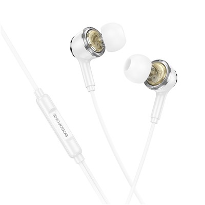 Проводные наушники с микрофоном внутриканальные Borofone BM90 Miller Lightning  (white)