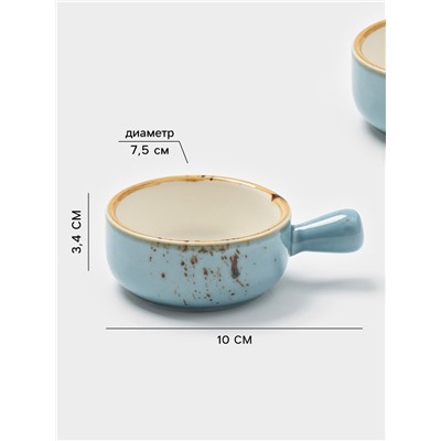 Кокотницы Magistro «Церера», набор 2 шт., 100 мл, d=7.5 см, фарфор, голубые
