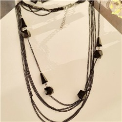 Колье длинное, цвет: черный, арт. 018.712