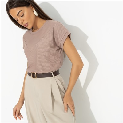 Футболка из эластичной ткани в рубчик, Искусство строить глазки (коричневый)