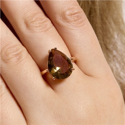 Кольцо 19 р бижутерия Дубайское золото: покрытие позолота, вставка: фианит, цвет: коричневый, арт.414.144-19