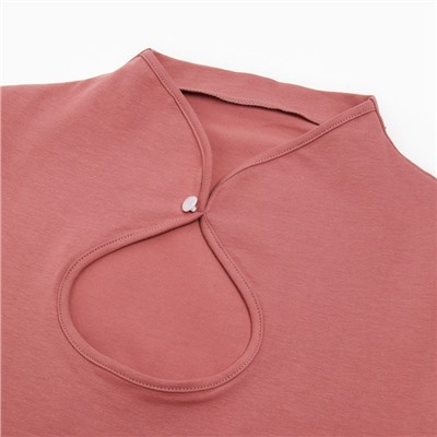 Футболка женская с вырезом MINAKU: Basic line, цвет пыльная роза, размер 44