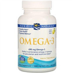 Nordic Naturals, омега-3, с лимонным вкусом, 690 мг, 60 капсул