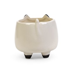 Декоративный горшок для цветов «Счастливая Панда», 200 мл, 8.3×7.2×7.7 см, керамический, на ножках, белый