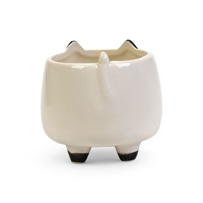 Декоративный горшок для цветов «Счастливая Панда», 200 мл, 8.3×7.2×7.7 см, керамический, на ножках, белый