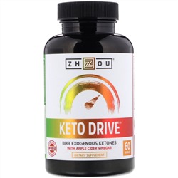 Zhou Nutrition, Keto Drive, экзогенные кетоны BHB, 60 капсул