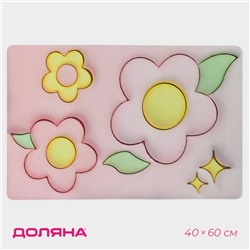 Коврик для дома Доляна Pink Flowers, влаговпитывающий, 40×60 см, розовый