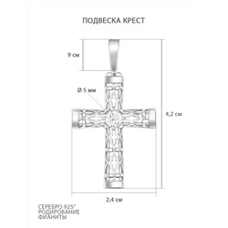 Подвеска из серебра с фианитом родированная - Крест 925 пробы П-2803-Р