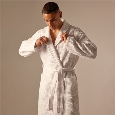 Халат вафельный мужской SL HOME: Chess «Блан де Блан», размер S, хлопок 100%, белый