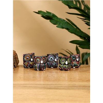 Набор сувенирный «Совушки», 5 шт., 3 см, дерево албезия