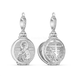 Складень из серебра родированный св.Пантелеймон 925 пробы М-011р